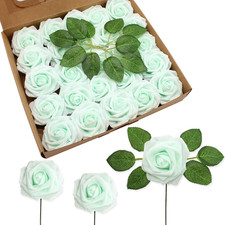100Pcs Realistic Light Green Roses for DIY Weddings  Home Decor