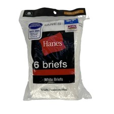 2009 Hanes Boys White Tagless Briefs Underwear 6 Pack Large Size S/P 6-8 BNew