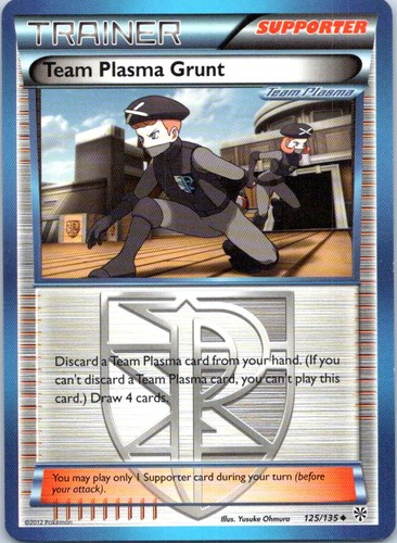 Team Plasma Grunt 125/135 Uncommon Plasma Storm Pokemon Lightly Played