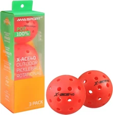 PICKLETECH AMA Sport X-ACE Pickleballs 3 PACK 40 Hole Outdoor Pickleball Balls
