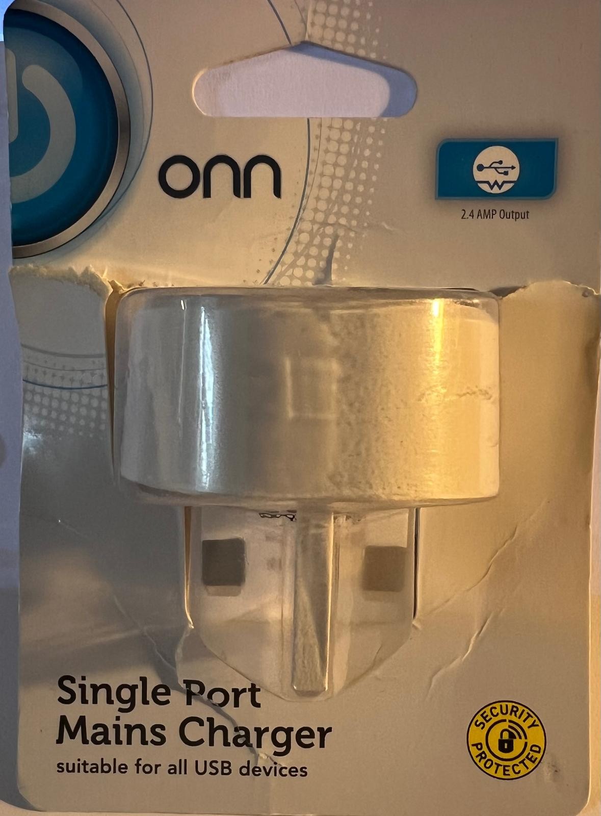 Onn ONA19W1651 Single Port Mains Charger for All USB Devices - White N