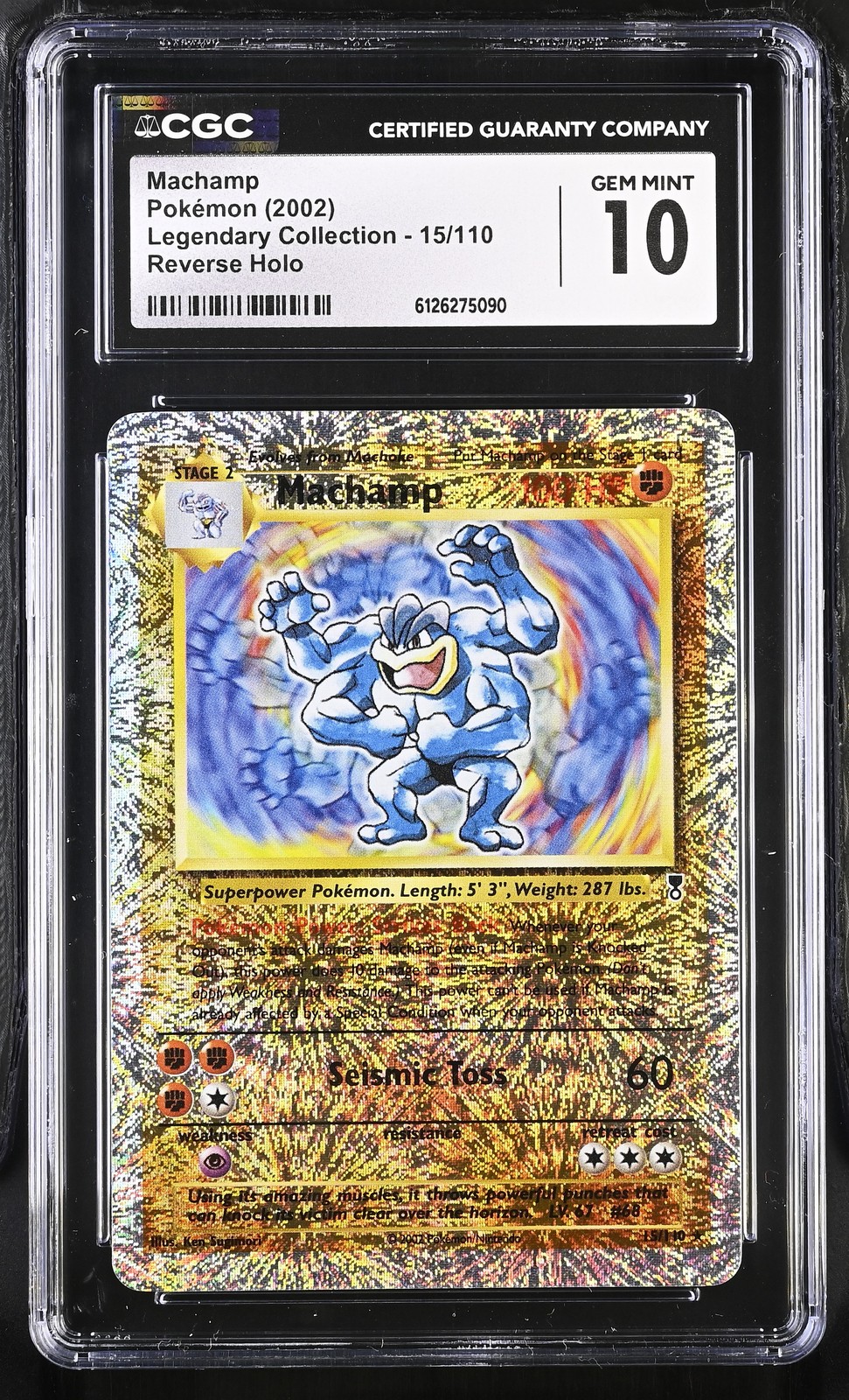 CGC 10 GEM MINT Machamp Legendary (Collection) 15/110 Reverse Holo Pokemon Card