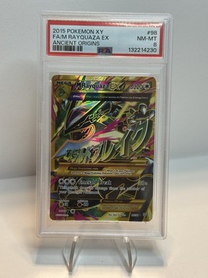 2015 POKEMON XY ANCIENT ORIGINS #98 FULL ART/M RAYQUAZA EX PSA 8