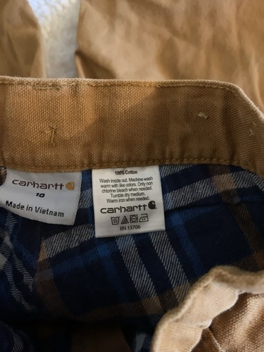 Carhartt Carpenter Pants Boys, Size 14, Brown Duck Fleece Lining - Picture 5 of 7