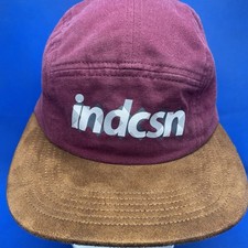 INDCSN Hat Canvas Maroon With Tan Brim Strapback Cap Made In USA