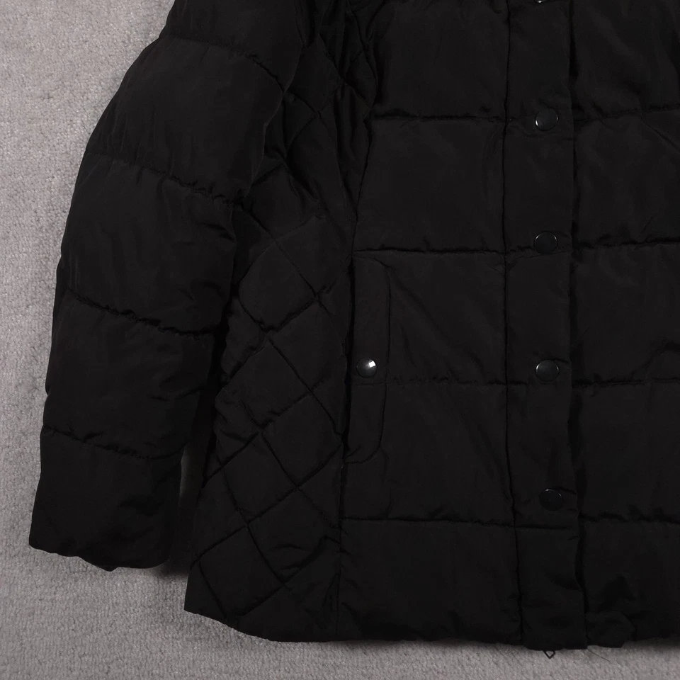 Chaqueta St. John's Bay para mujer 1X negra con capucha acolchada acolchada frontal a presión invierno Foto 4 de 4