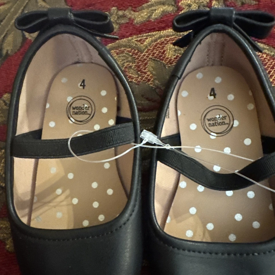 Infant Toddler Girls Size 4 Mary Jane Ballerina Black Slip On Dress Shoes - Image 2 of 4