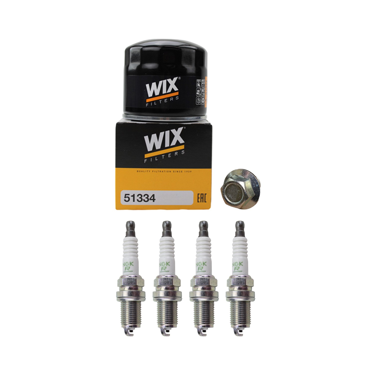 Wix Engine Oil Filter  NGK 4 V-Power Spark Plugs kit for Acura Integra L4 FWD
