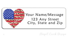 60 Personalized Return Address Labels 2/3" x 1 3/4"- USA Leopard Heart