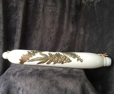 Antique Milk Glass Victorian Rolling Pin, Hand blown collage leaves decoration