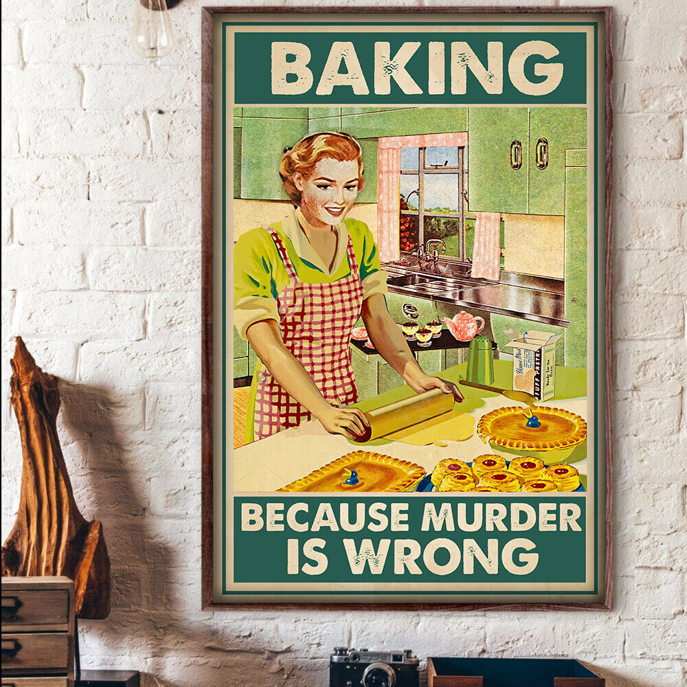 Baking Murder Is Wrong Custom Poster, Funny Kitchen Decor - Wander