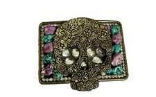 Handmade Sugar Skull Belt Buckle, handmade,