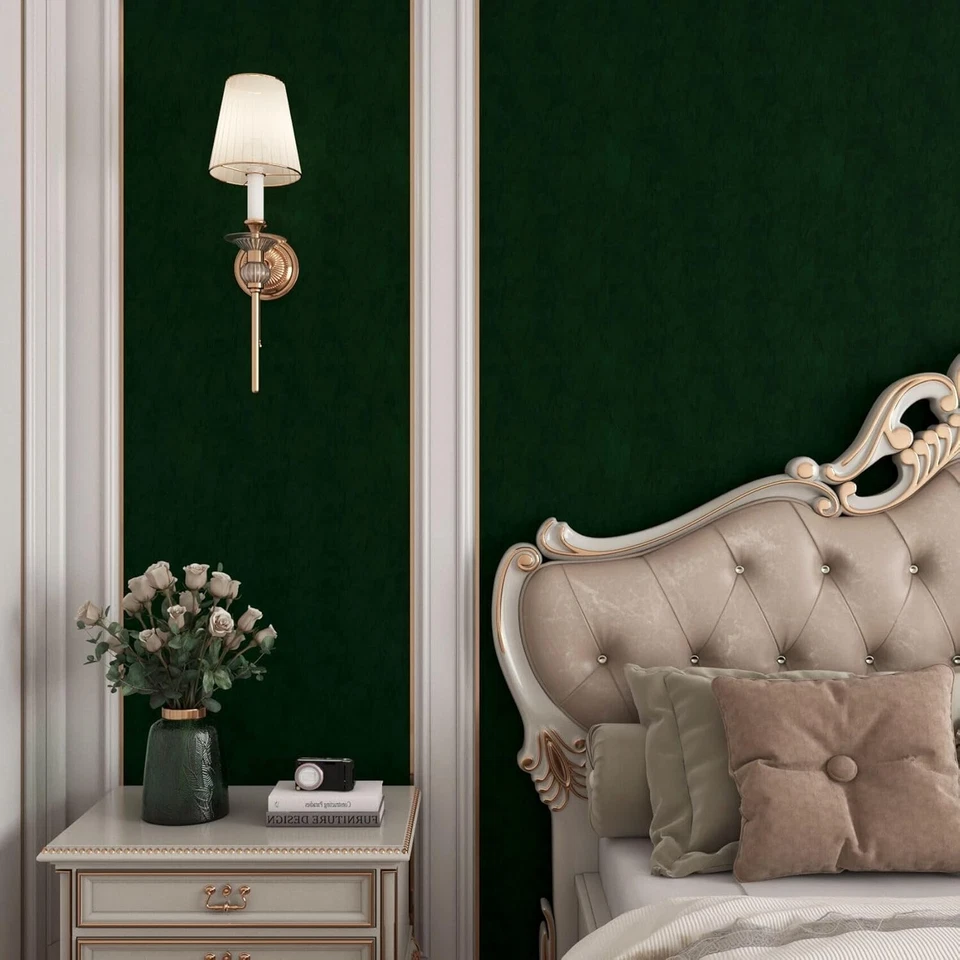 Transform Your Space - Emerald Green Velvet Flocking Peel and Stick Wallpaper - Image 4 of 4