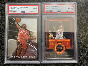 2003-04 UD Legends Rookie Impressions LeBron James /999 PSA 8 Dimensions PSA 9