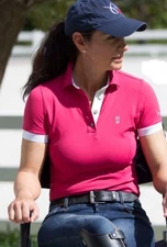 TREDSTEP IRELAND Performance Equestrian Polo Shirt Barbury Pink Women’s Medium