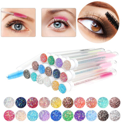 Diamond Eyelash Brush Mascara Wands Spoolies Crystal Tube Handle Women Make U ๑