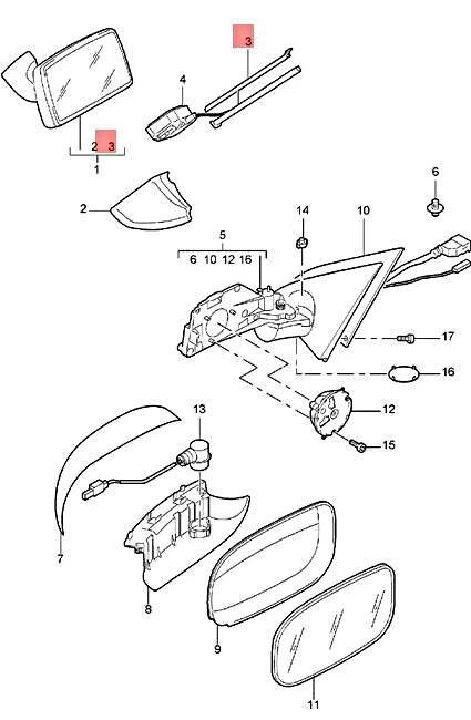Genuine PORSCHE Cover Interior Mirror Upper Part Satin black  