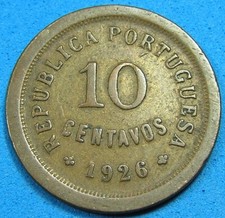 Portugal 10 Centavos Bronze Coin 1926, Liberty Head, 22 mm, Combined Shipping