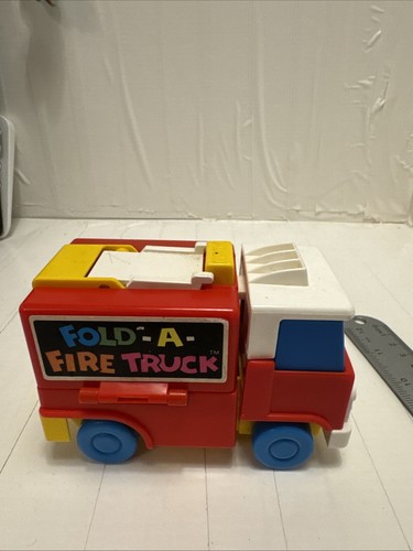 Vintage 1970’s TOMY Japan Toy FOLD-A-FIRE TRUCK Transformer Open Push Button