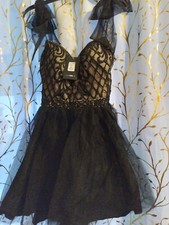 FASHIONNOVA size 7 black & beige (XENA TULIE DRESS)