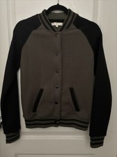 Nwot Dear Grace With Love Bomber Letterman Jacket- Medium Black & Green
