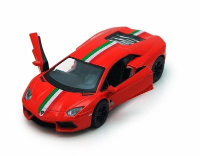 5'' Kinsmart Lamborghini Aventador LP700-4 Stripes Diecast Toy Car 1:38 Orange