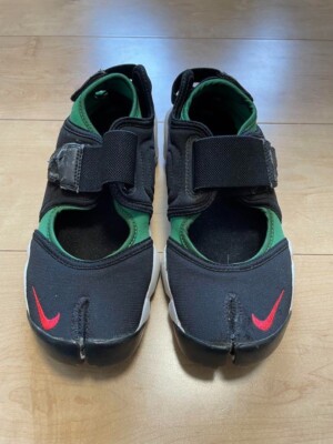 Women US Nike Air Rift Toe Shoes Size 23 cm Black x Green