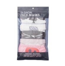 5-Pack Fashion Critters Face Masks - Washable Reusable   Adult One Size