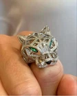 2Ct Marquise Cut Lab Created Emerald Panther Wedding Ring 14K White Gold Plated
