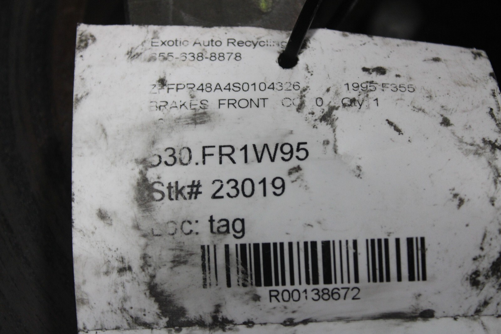 Ferrari 348, F355, Front Brake Disc Rotor, Used, P/N 160051
