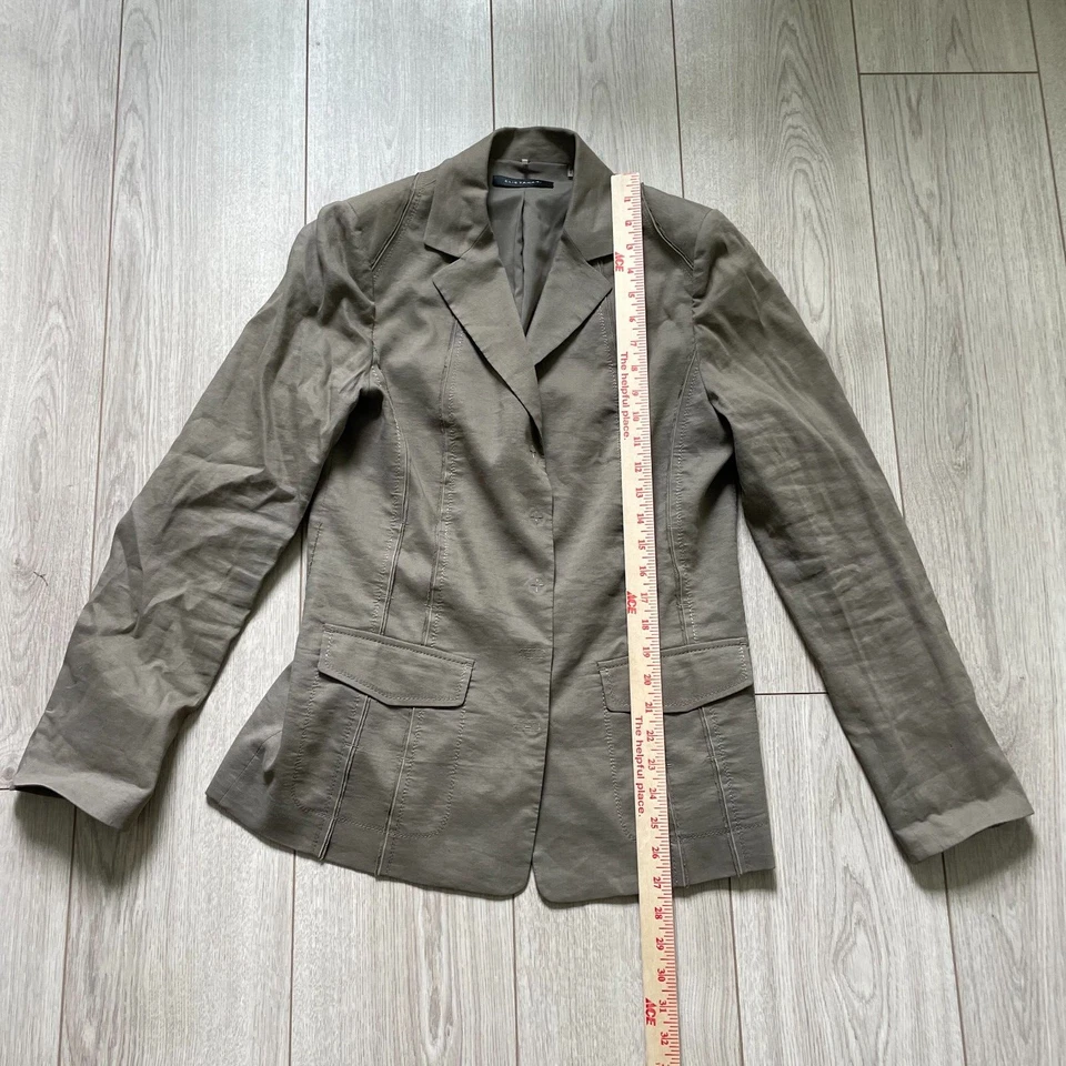 Blazer Chaqueta Elie Tahari Bolsillos con Solapa Muesca Mangas Largas Tostado Talla 10 Foto 3 de 4