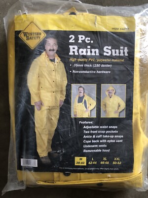 Western Safety piece Yellow Rain Suit Size M