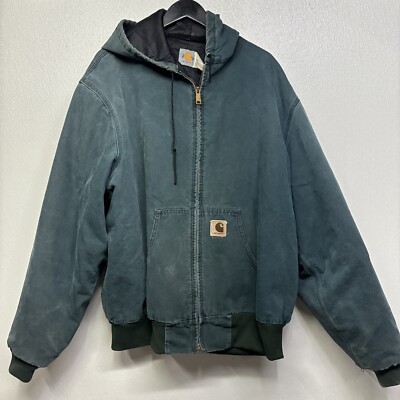 Carhartt J06HTG Jacket Sz 2XL-Reg Hunter Green Quilted Hooded 