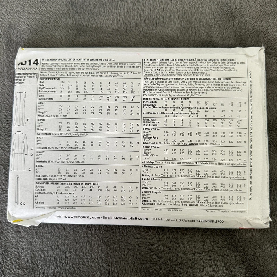 Simplicity 4014 Plus Size Dress Jacket Pattern Size 20W-28W Career Office - Image 3 of 4