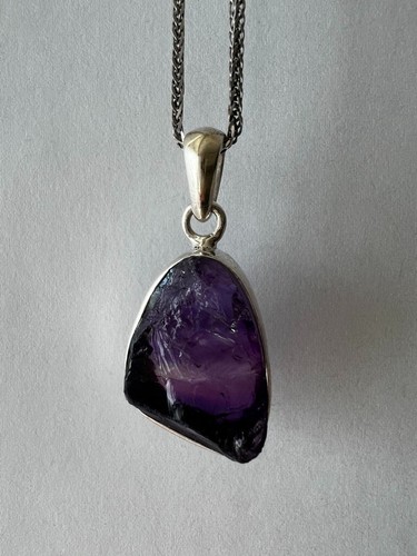 AMETHYST DEEP PURPLE RAW CRYSTAL PENDANT