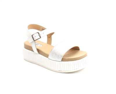 white flat platform sandals