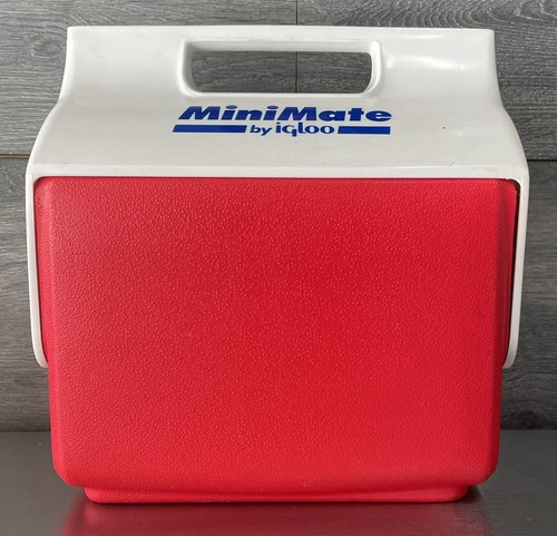 Vintage Red Igloo Minimate Personal Cooler Lunch Box 6-Pack with Split Lid - 90s