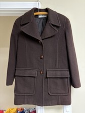 Vintage Beacon Place Wool Blend Chocolate Brown Trench Pea Coat Womens XL USA
