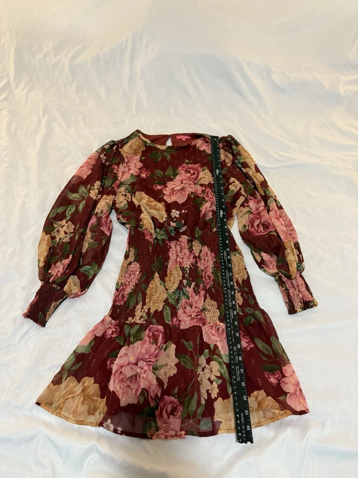 Mini vestido floral manga larga globo Flying Tomato para mujer talla grande 159 Foto 3 de 4