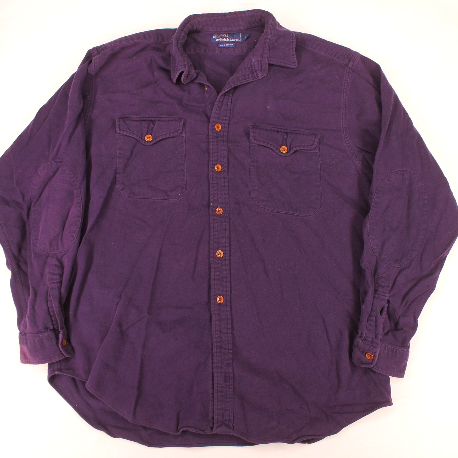 POLO RALPH LAUREN Vtg 90s Purple Flannel Btn SHIRT Men