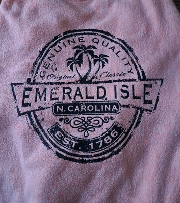 Pacific & Co Emerald Isle NC Graphic Crewneck Sweatshirt Womens L Peach Relaxed