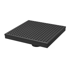 RELN 8 in. x 8 in. Matte Black Shower Drain with Square Pattern Drain Cover