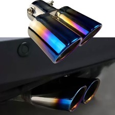 Car Exhaust Pipe Tip Rear Tail Throat Muffler Stainless Steel Round Burnt Blue