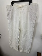 Pure Jill 2X White Linen Capris Pickets Pull On Slim Crops J Jill