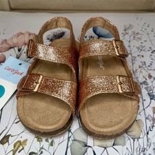 Cat Jack Toddler Reagan Footbed Sandals Rose Gold Glitter Bling Size 8 Girls