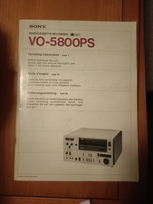 Sony VO-5800PS Nagrywarka kaset wideo Instrukcja
