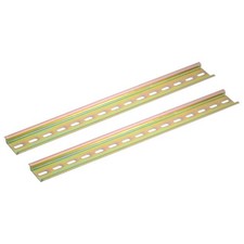 2 Pcs DIN Rail Slotted Iron Mounting Guide Bronze Tone 500mmx35mmx7.5mm