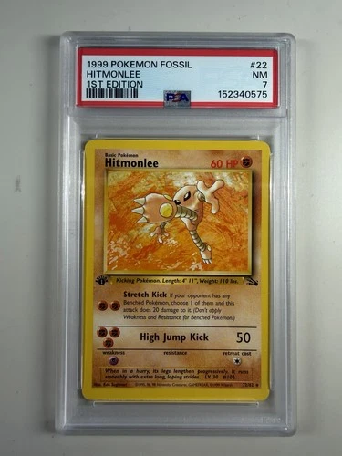 Pokémon TCG Hitmonlee Fossil Card 22/62 First Edition PSA 7