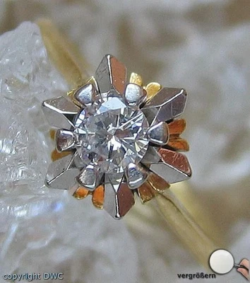 Ring mit Diamant Brillant Solitär Brillanten Ringe in 18 Kt 750 er Gold 51 top! - Bild 1 von 4