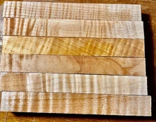 6 Dry Figured Curly Maple Pen Blanks 5.5" x 3/4" x 3/4" Turning Lathe Wood